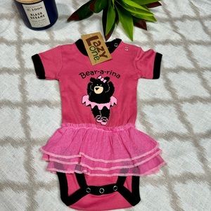 Lazy One girls onesie with tulle skirt pink
